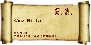 Rácz Milla névjegykártya