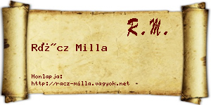 Rácz Milla névjegykártya
